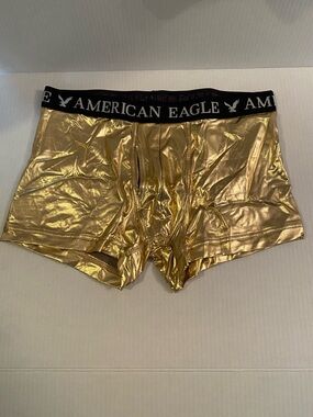 American Eagle Outfitters Gold Boxer Briefs with Black Waistband - Large